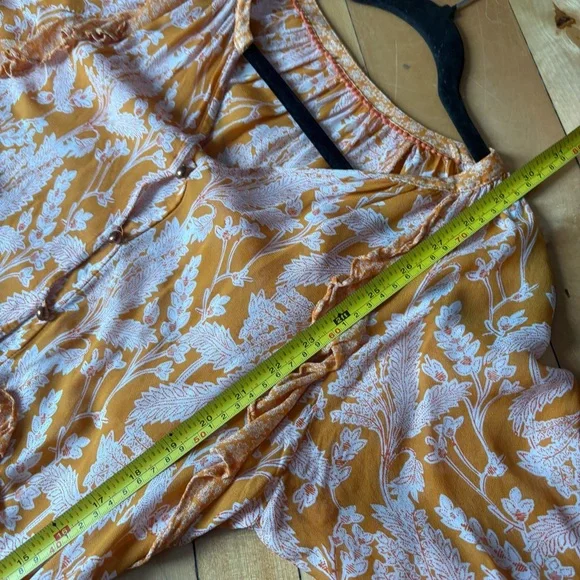 Anthropologie Sz M Mia Bohemian Semi Sheer Printed Flutter Sleeves Blouse Tunic - Picture 7 of 11